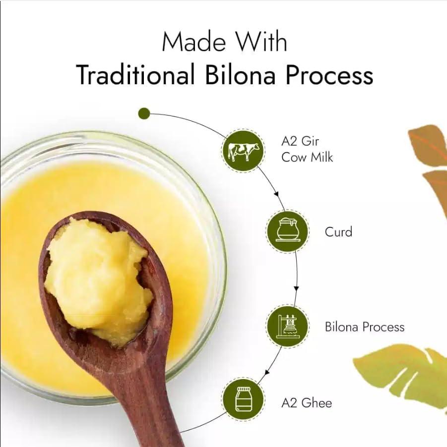 Kapiva Kapiva A2 Desi Cow Ghee 500ml | Bilona Method, Curd-Churned | Pure, Natural, Healthy | Grass-fed Cultured Ghee - Super Saver Pack of 2