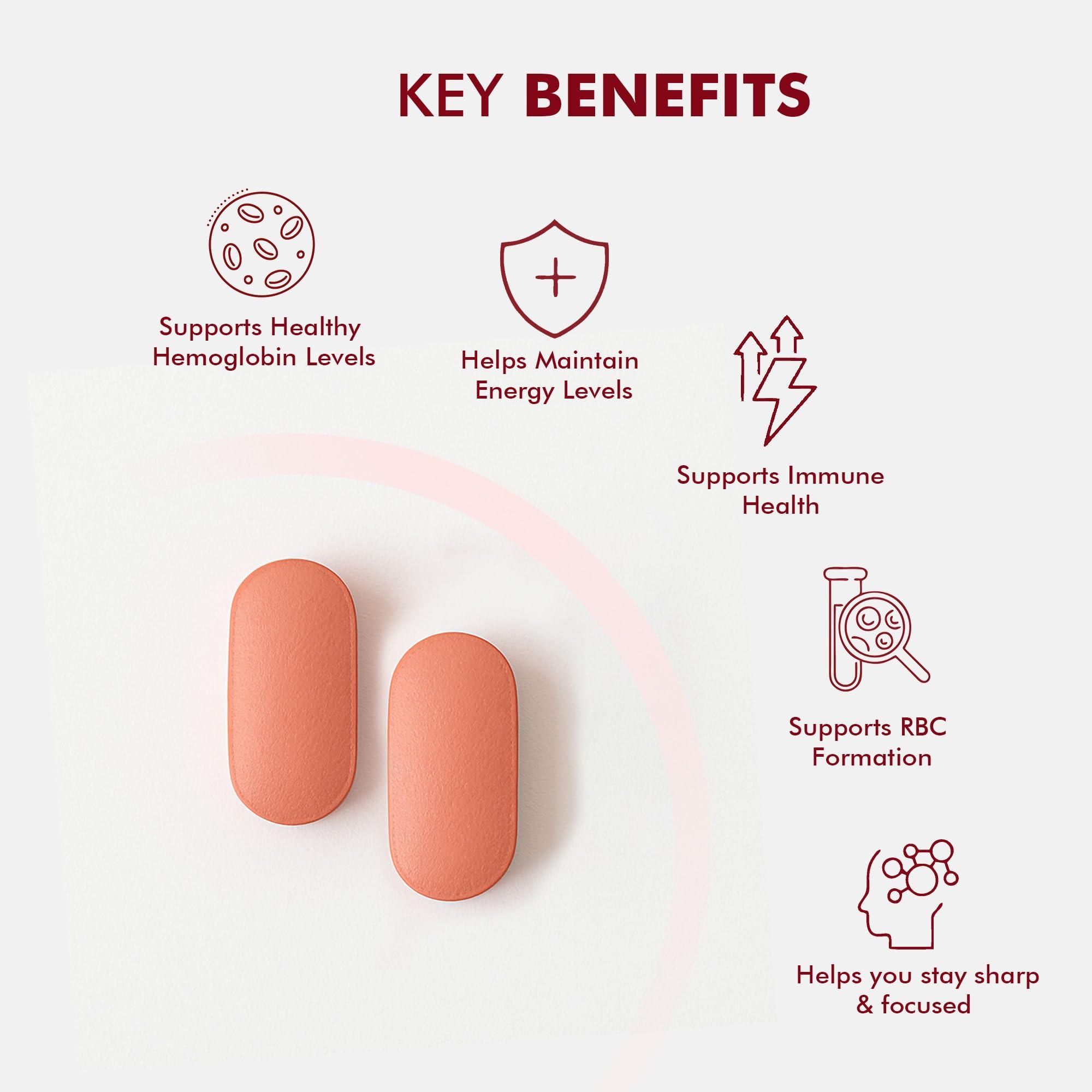 Dr. Morepen Dr.Morepen Iron & Zinc Tablets | Enriched with Iron, Zinc, Vitamin C & B12 | Natural & Safe for Men & Women | 60 Veg Tablets Pack of 2