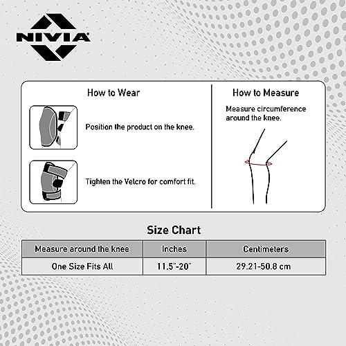 Nivia Nivia Knee Support for men and women|Knee Brace|Knee Guard |Knee Cap|Knee Wrap|Knee pain relief |Knee Belt|Running|cycling, Gym For Comfort & Adjustable with Velcro, Made of Neoprene Free Size(Black)