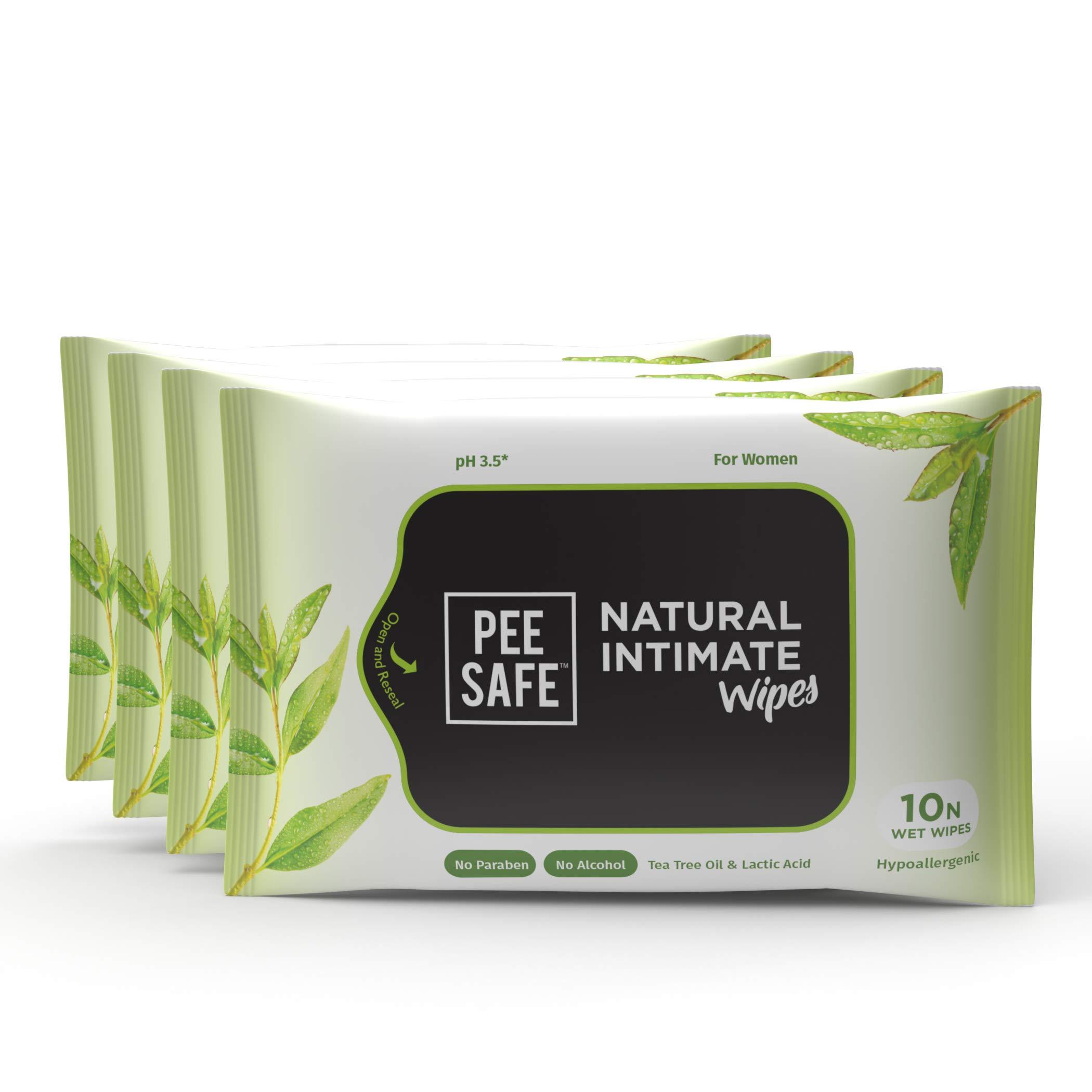 PEESAFE PEESAFE Natural Intimate Wash For Men With Ayurveda Extracts 100 Ml & Peesafe Natural Intimate Wipes 10 Count (Pack Of 4)