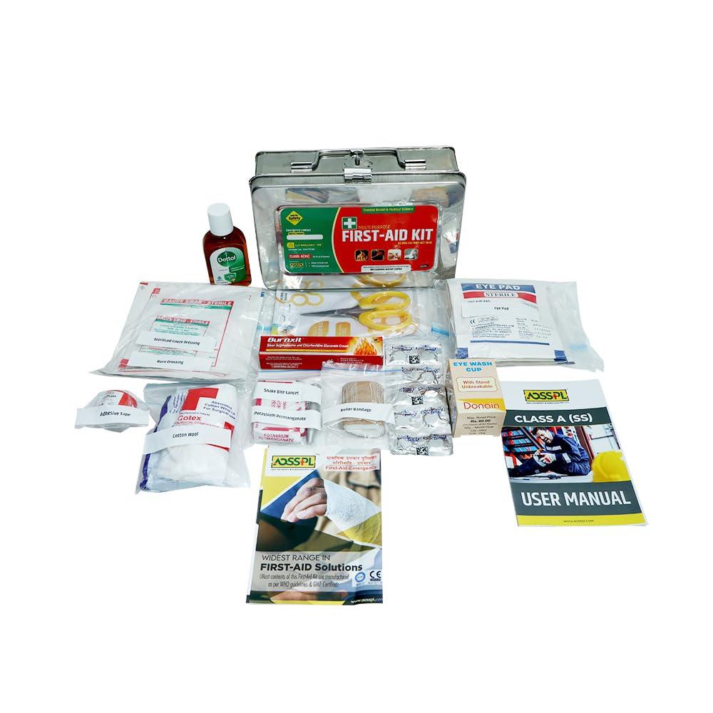 JAYCO First Aid Kit with all items inside/Emergency Medical Kit/First Aid Box for Home Office Factory Industry - Class A Kit in a Stainless Steel Box