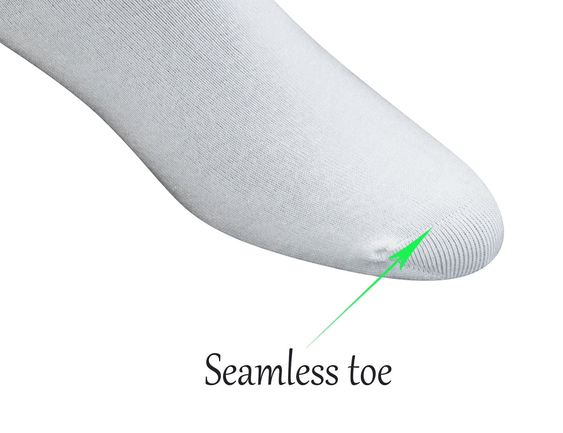 Yomandamor Yomandamor Men\'s 6 Pairs Combed Cotton Diabetic Ankle Socks with Seamless Toe and Non-Binding Top, 6 Pairs White, 10-13