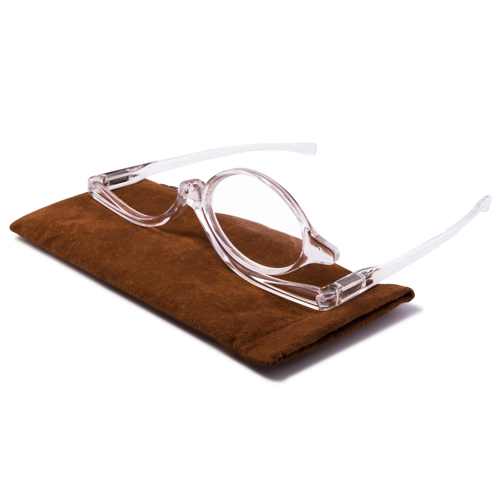 EYEGUARD EYEGUARD Readers 2 Pack Magnifying Makeup Glasses Eye Make Up Spectacles Flip Down Lens Folding Cosmetic Womens Reading Glasses +2.00