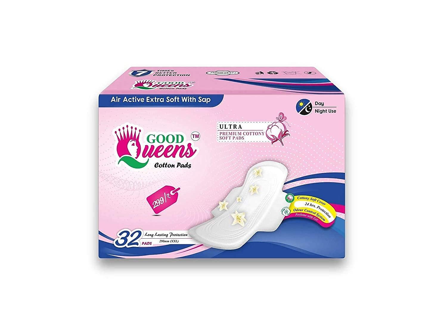 ZAVIAN Good Queens Sanitary Napkins | For Women | Cotton Gel Pads | 290 mm Size XXL | Personal Hygiene Care | Sanitary Pad | 32 Pieces Pack | Ped (3)