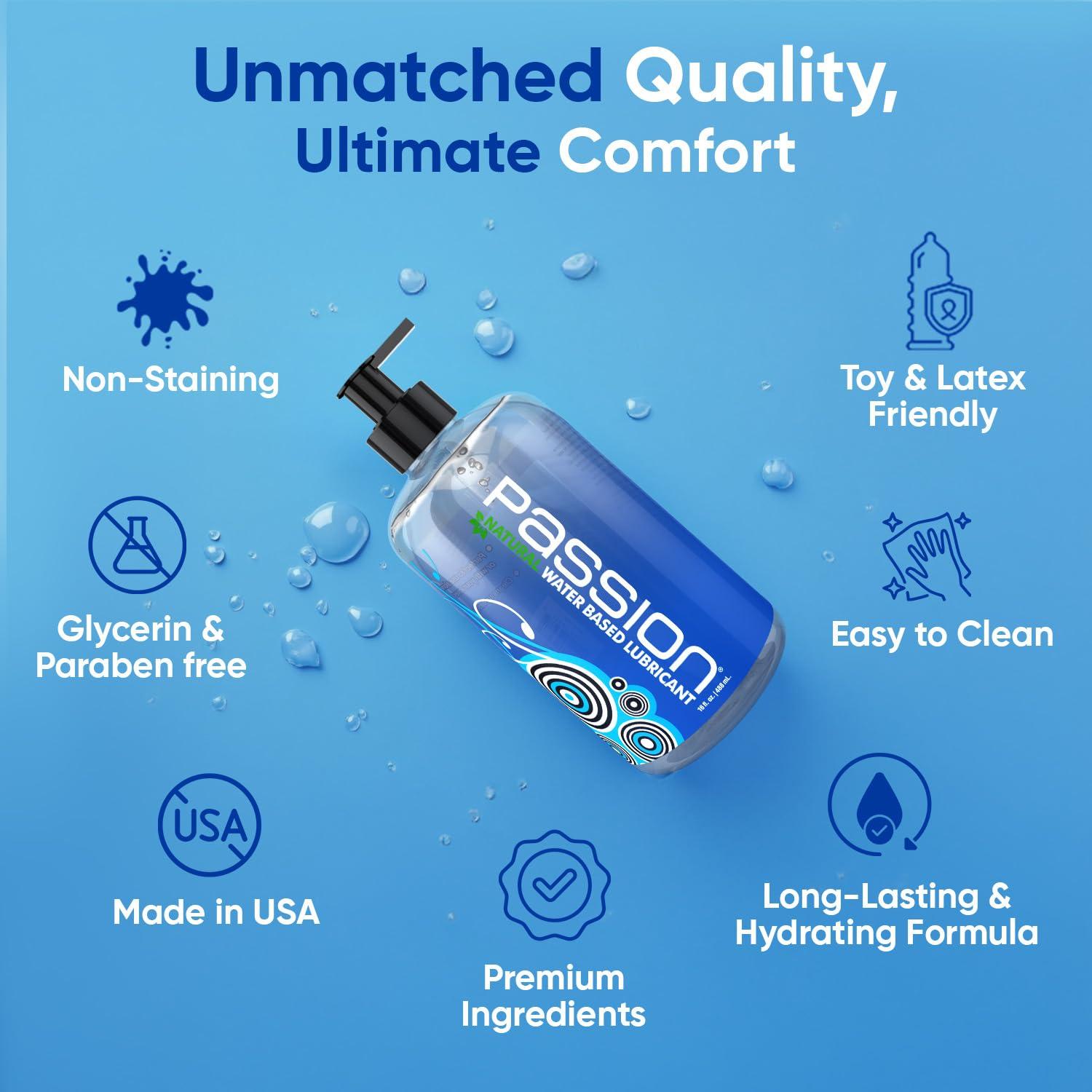 Passion Lube Passion Lubes, Natural Water-based Lubricant, 8 Fluid Ounce