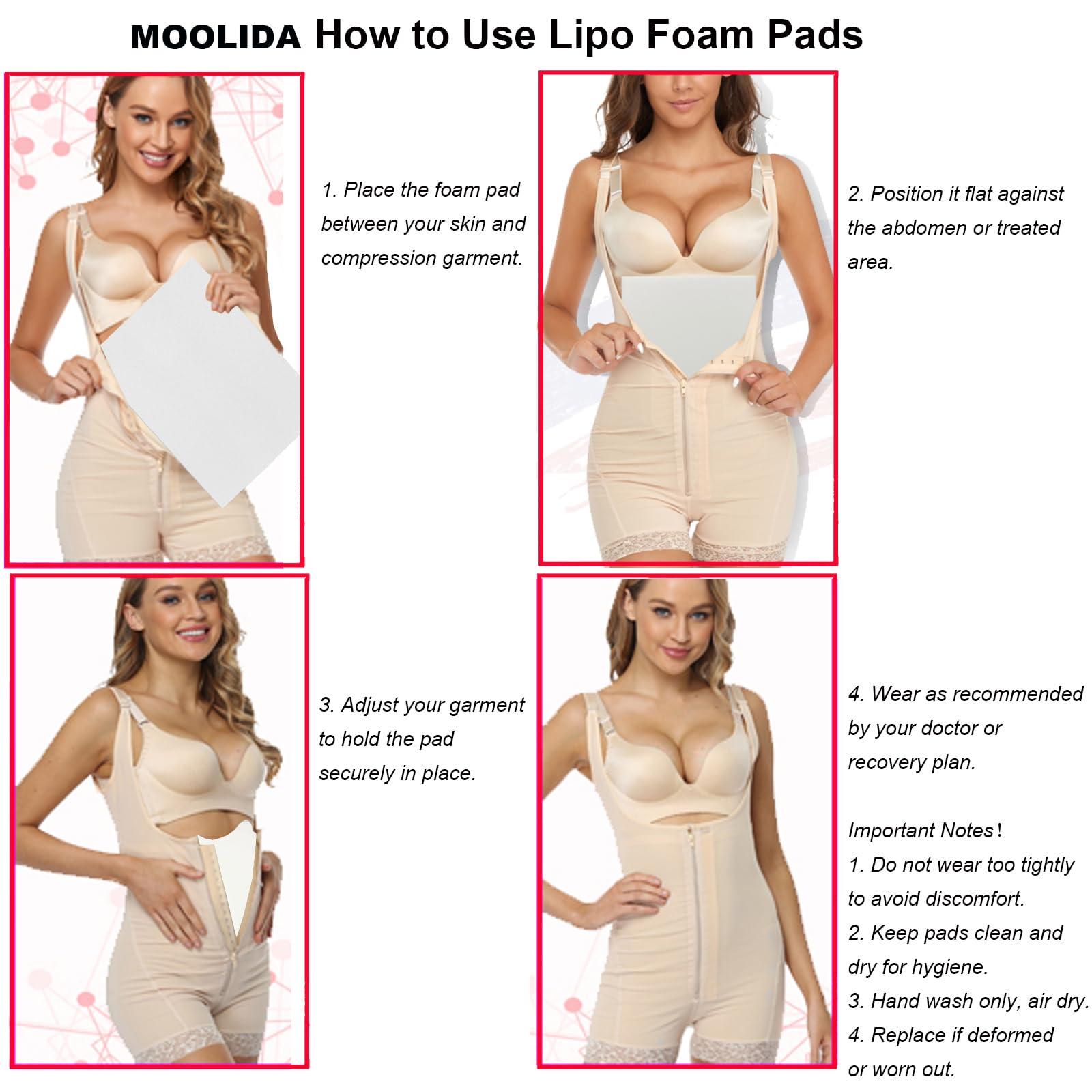 Moolida 3 Pack Lipo Foam - Post Surgery Ab Board for Use with Post Liposuction Surgery Flattening Abdominal Compression Garments Liposuction Foam pads for Recovery 8\"X11\"