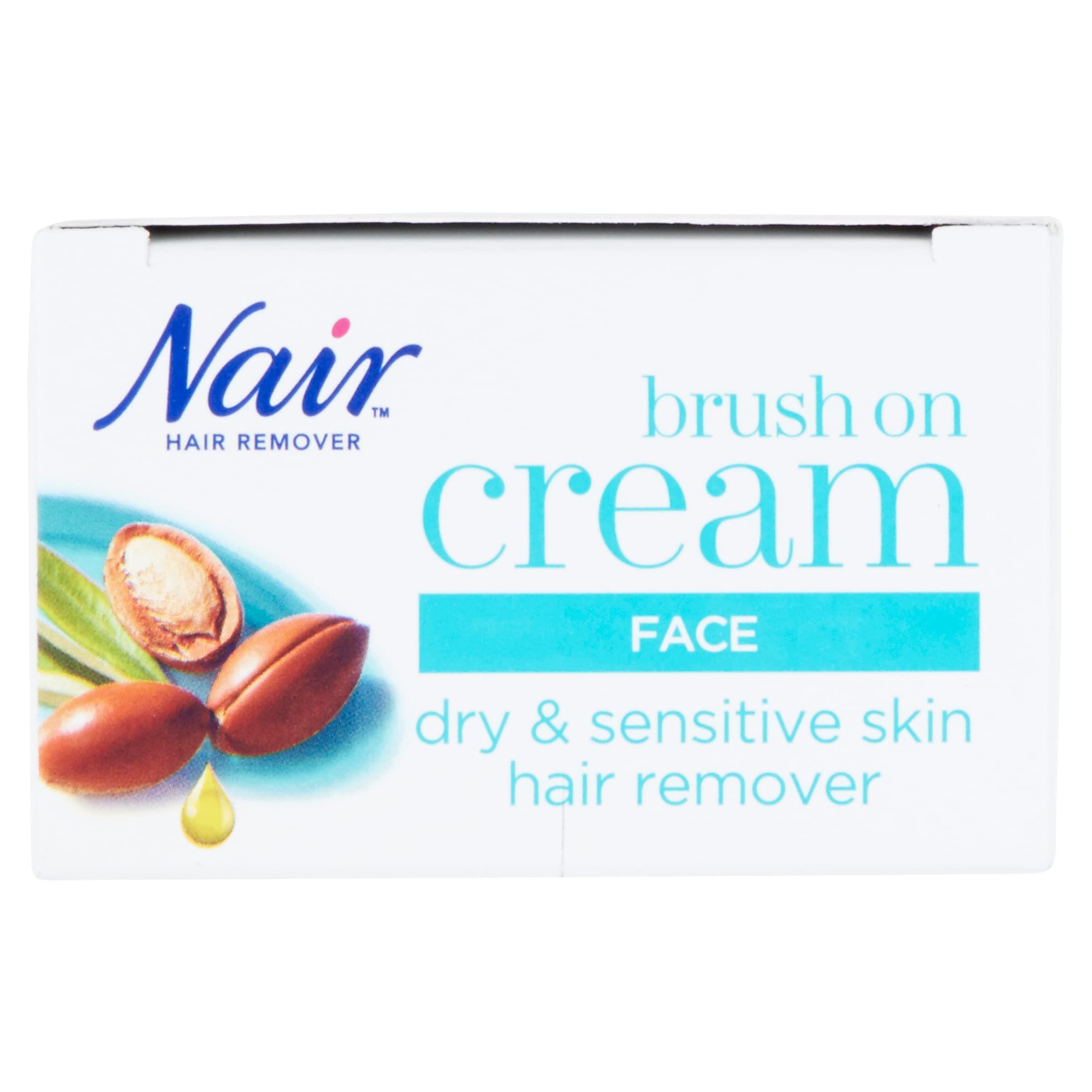 Nair Nair Hair Removal Facial Brush On Cream 50ml || For Dry & Sensitive Skin with Argan Oil