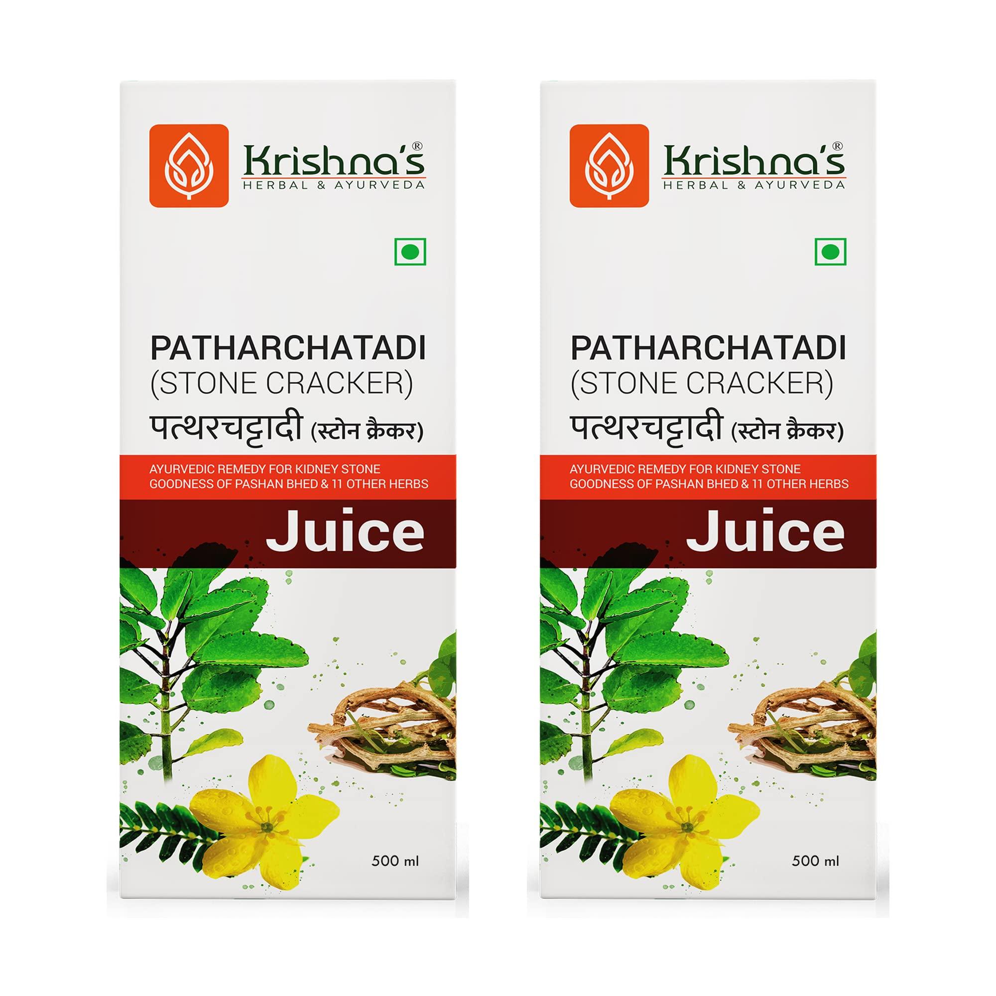 Krishna's Herbal & Ayurveda KRISHNA\'S HERBAL & AYURVEDA Patharchatadi Swaras - 500 Ml, (Pack Of 2), Goodness Of Pashanbhed, Adulsa, Kutki & Amla, Blend Of Ayurvedic Herbs For Kidney Stone