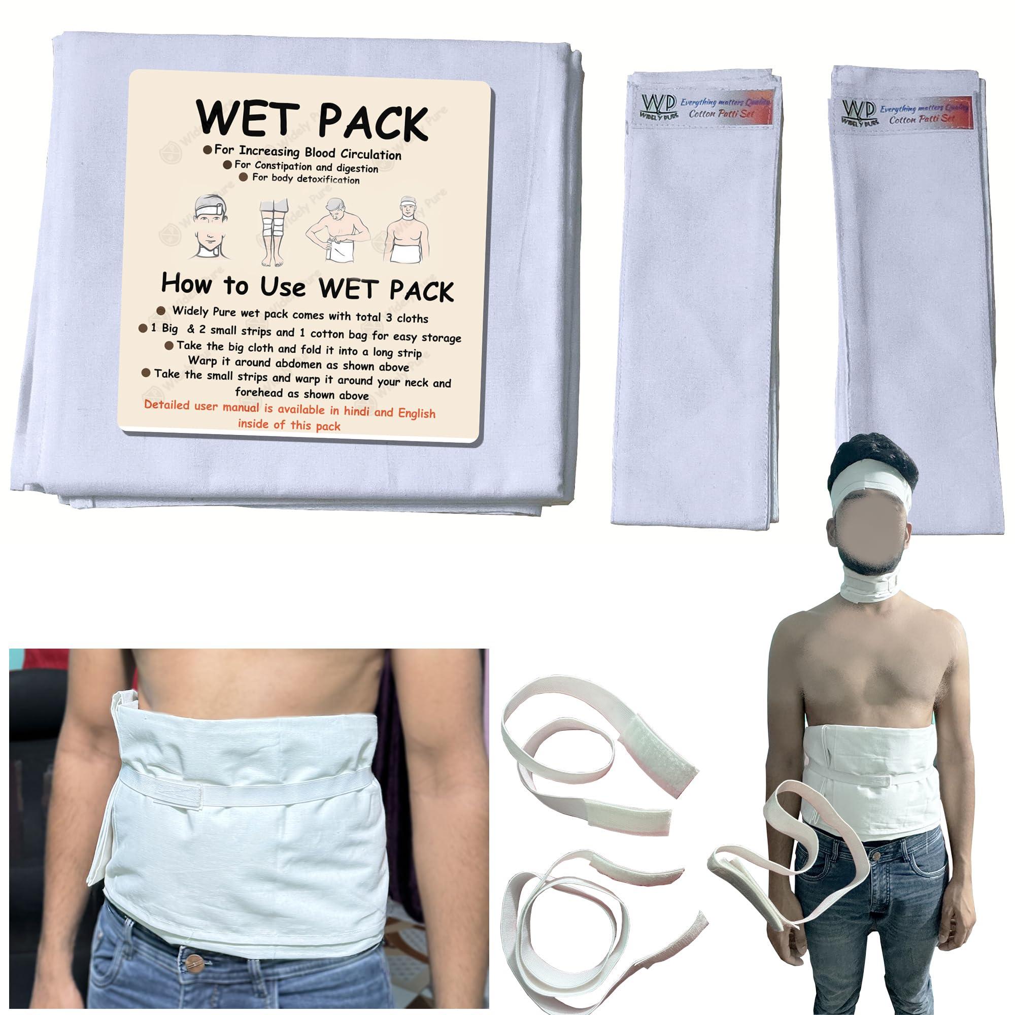 Hindustan Fresh Retail Widely Pure Wet Pack Cotton Patti Set head, neck, kness and abdominal wet pack satvik with user manual