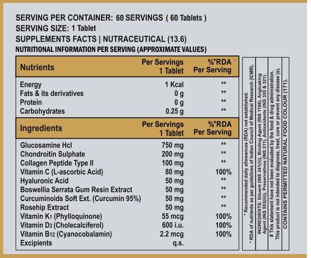 AM NUTRITION AM NUTRITION Joint Care - Advanced Formula with Glucosamine, Chondroitin, Collagen & Powerful Herbs | 60 Tablets | Supports Joint Flexibility, Bone Health, and Cartilage Elasticity | 1330mg Per Serving