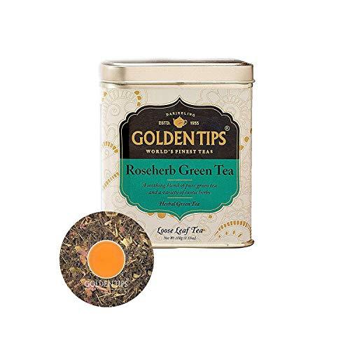 Golden Tips Golden Tips Healthy/ Natural and Organic Loose Leaves Roseherb Green Tea Tin Can (100 Gram , 50 cups)