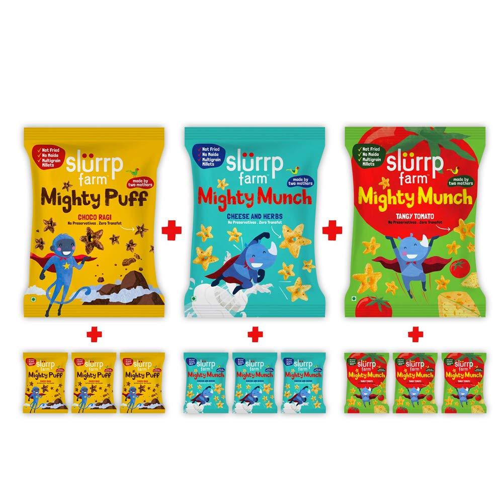 SLURRP FARM Slurrp Farm Choco Crunch Chocolate Cerealfor Kids | 400 g & Slurrp Farm Healthy Snacks for Kids| 12 x 20g packs