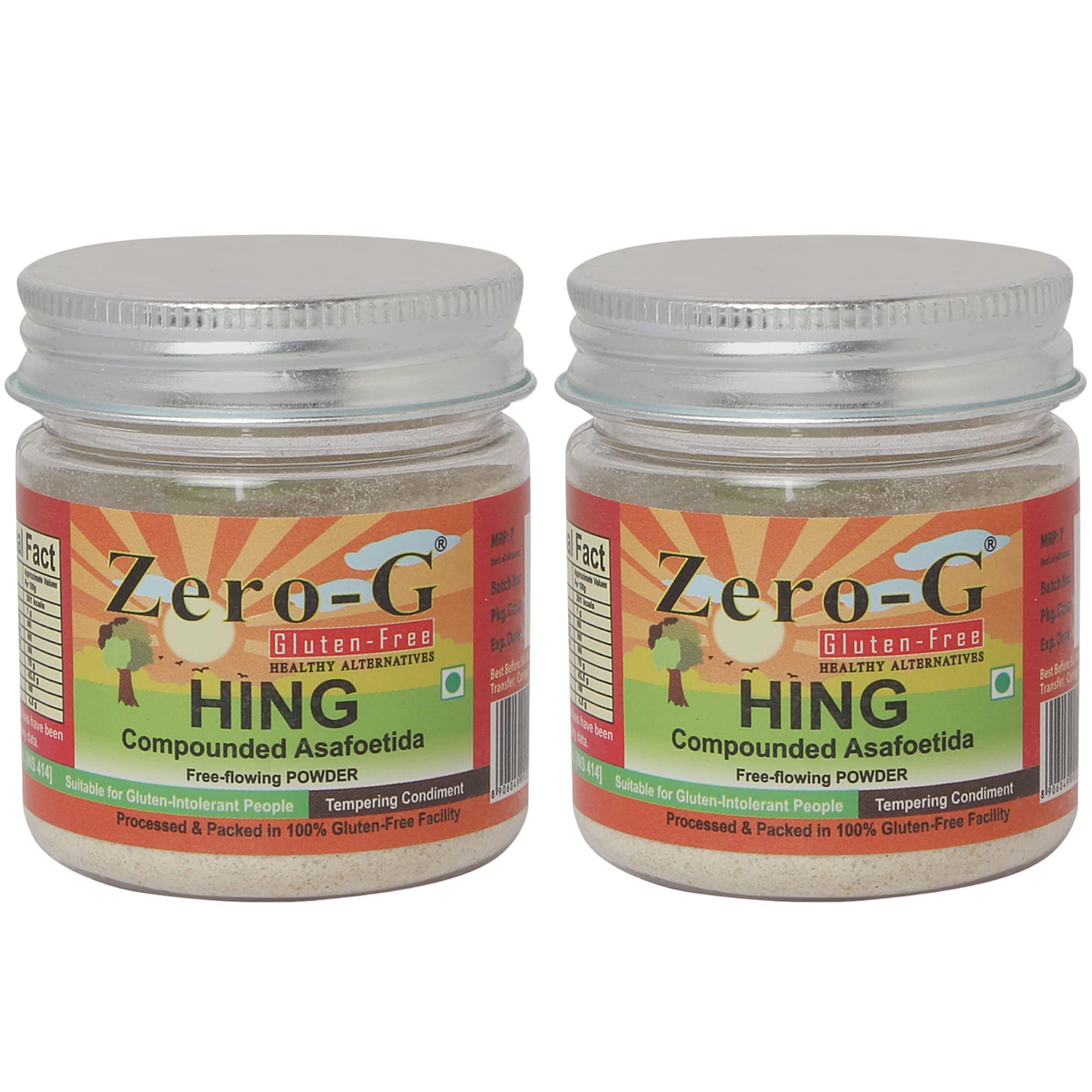 ZERO - G Zero-G Gluten Free Pure Hing (2 Pack combo) - Asafoetida Powder | Hing Powder | Strong Aromatic Hing | Free Flowing | Pure and Natural Hing - 50 Gram Each