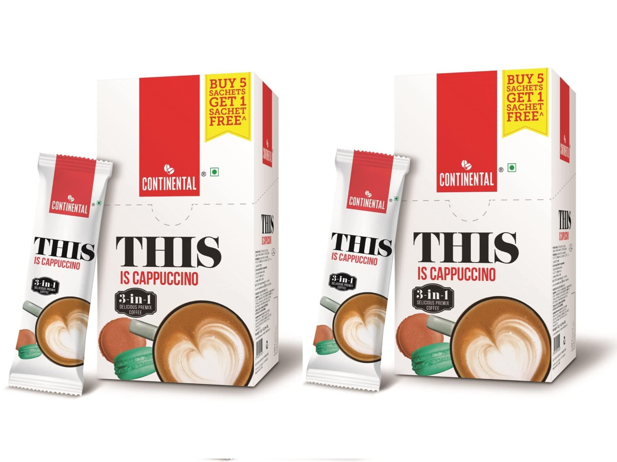 Continental This Continental This Cappuccino 3 In 1 Premix Instant Coffee 132G (22G*6 Sachets) (Pack of 2) Carton, Ground