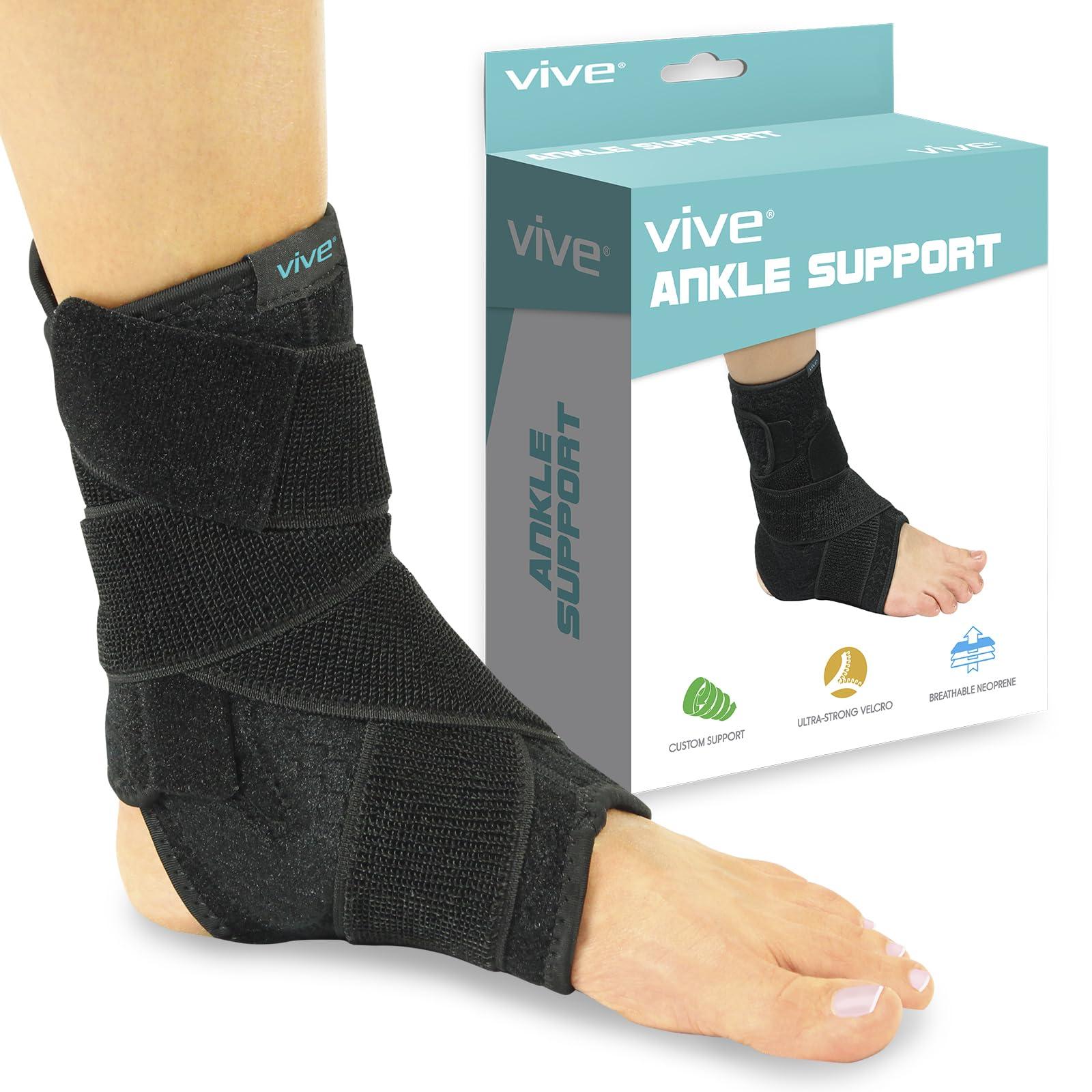 VIVE Sprained Ankle Brace by Vive - Ankle Support Secured with Extra-Strength Velcro One Size Fits Most - Best Ankle Wrap for Exercise Running Pain Relief and Injury Recovery - Vive Guarantee