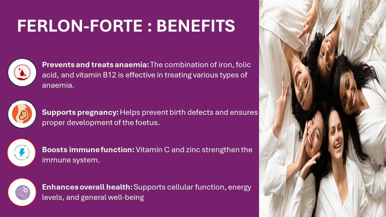 FERLON-FORTE FERLON-FORTE: Iron Supplement ( Pack Of 100 Veg Tablets) The Ultimate Therapy for Iron Deficiency, Pregnancy & Lactation Support, Compensate Blood Loss During menses & Post Surgery, Combat General Weakness, Boosts Energy and Immunity : Ferrous Fumara