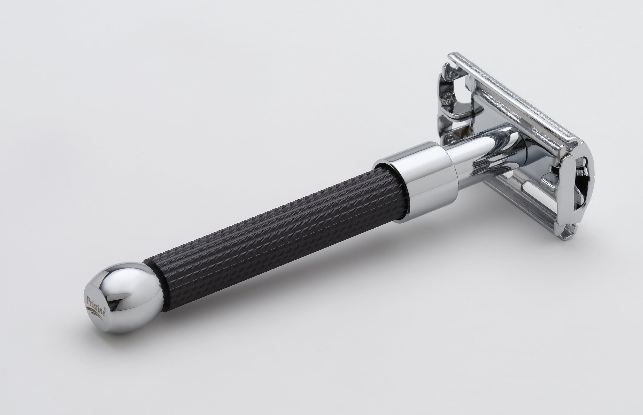 Pristine Pristine Shaving Double Edge Butterfly Safety Razor b 005 (Black-chrome) (Black)
