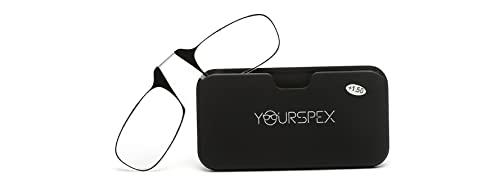 YOURSPEX YOURSPEX Nose Clip Reading Eyeglasses | Black Pod Case | Clear Frame (2.00 Lens Power, Black)