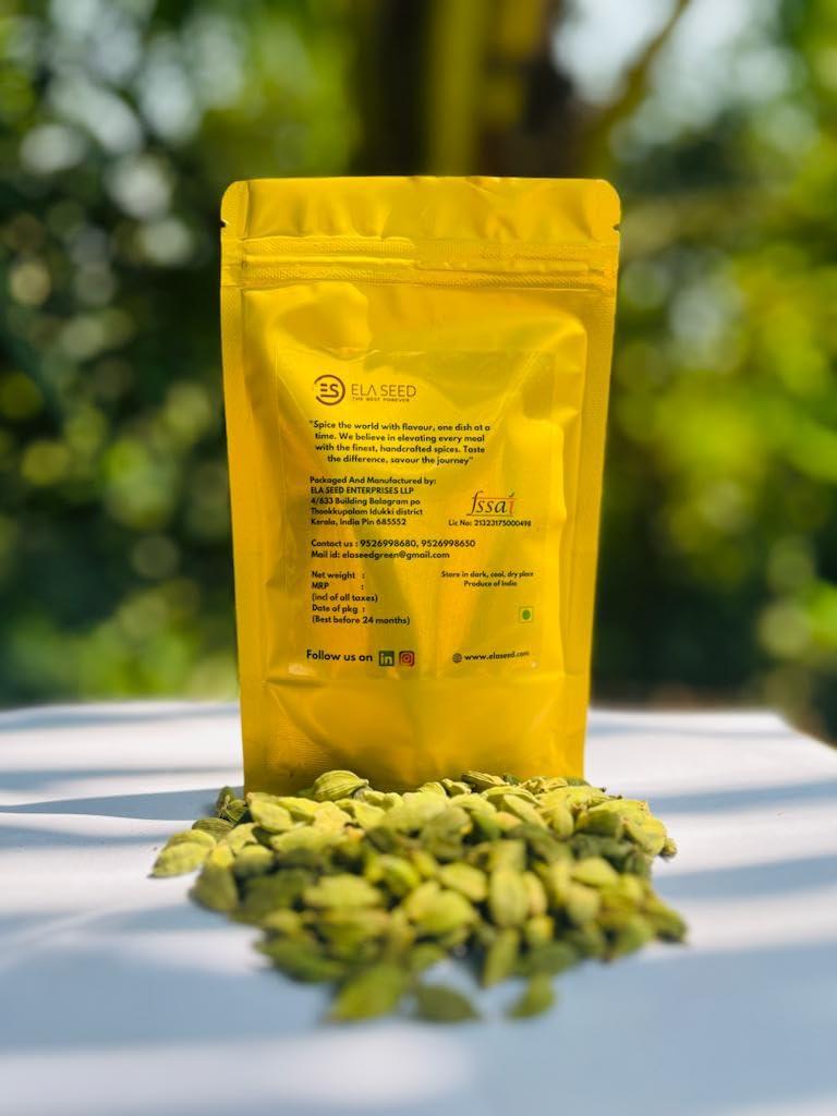 ela seed ELA SEED Kerala Bold Green Cardamom 8mm+ - Direct from Idukki Farmers, No Additives, Preservative-Free, Handpicked Elaichi, Aroma Locked in Resealable Pouch for Fresh Green Cardamom Flavor 250G (4)
