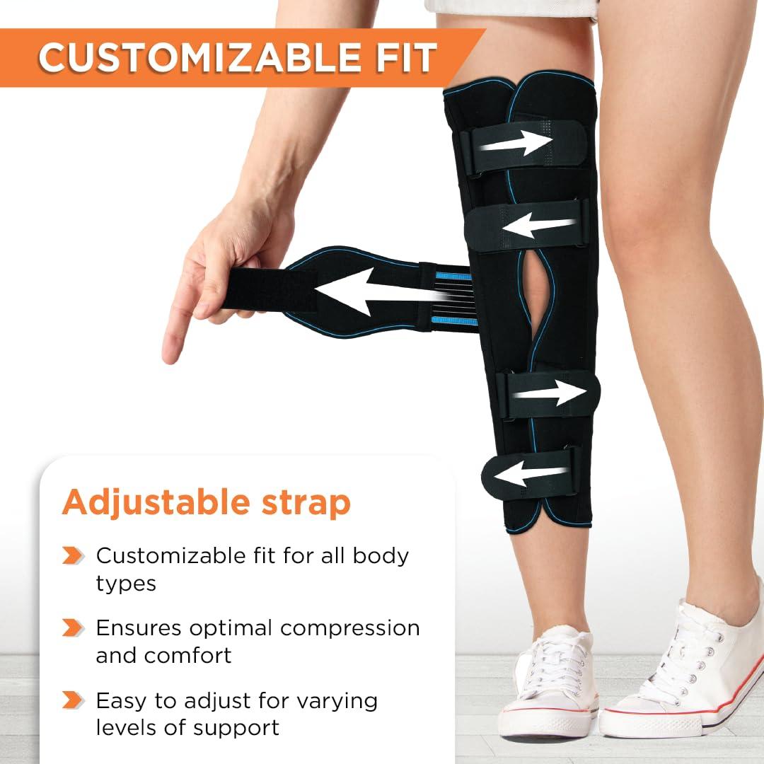 Vissco Vissco Knee Stabler - Long 19" Brace (Firm Support) Knee Support for Osteoarthritis of knee joint, Pain Relief, Knee Stabilizer, Joint Injury, Knee Immobilizer - Small (Black)