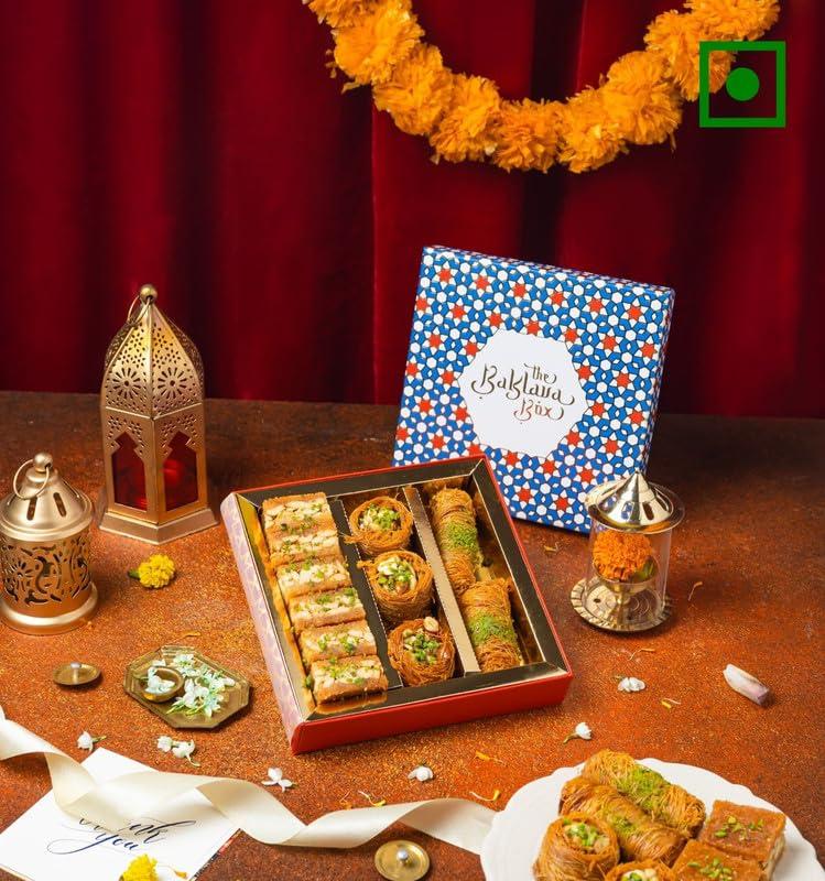 THE BAKLAVA BOX The Baklava Box- Assorted kunafa made using dry fruits, and honey and dipped in pure ghee. Kunafa box 250gms