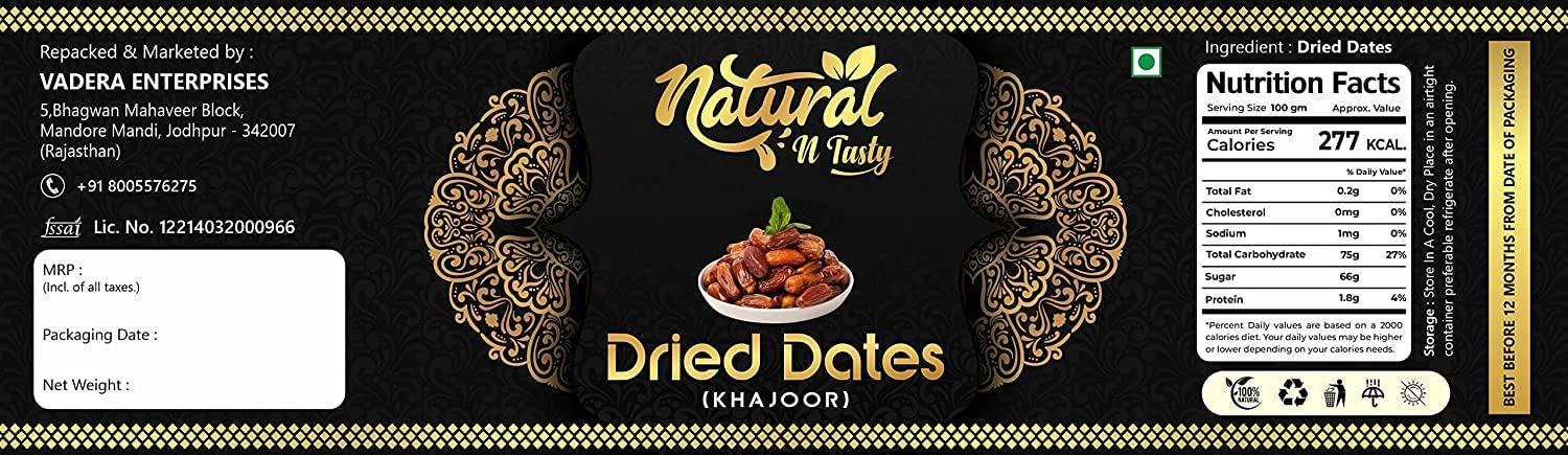 natural n Tasty natural n Tasty Whole Black Dates Rich in Iron, Fibre Vitamins Soft Khajoor Khajur Dry Fruit (Pack of 950 gram)