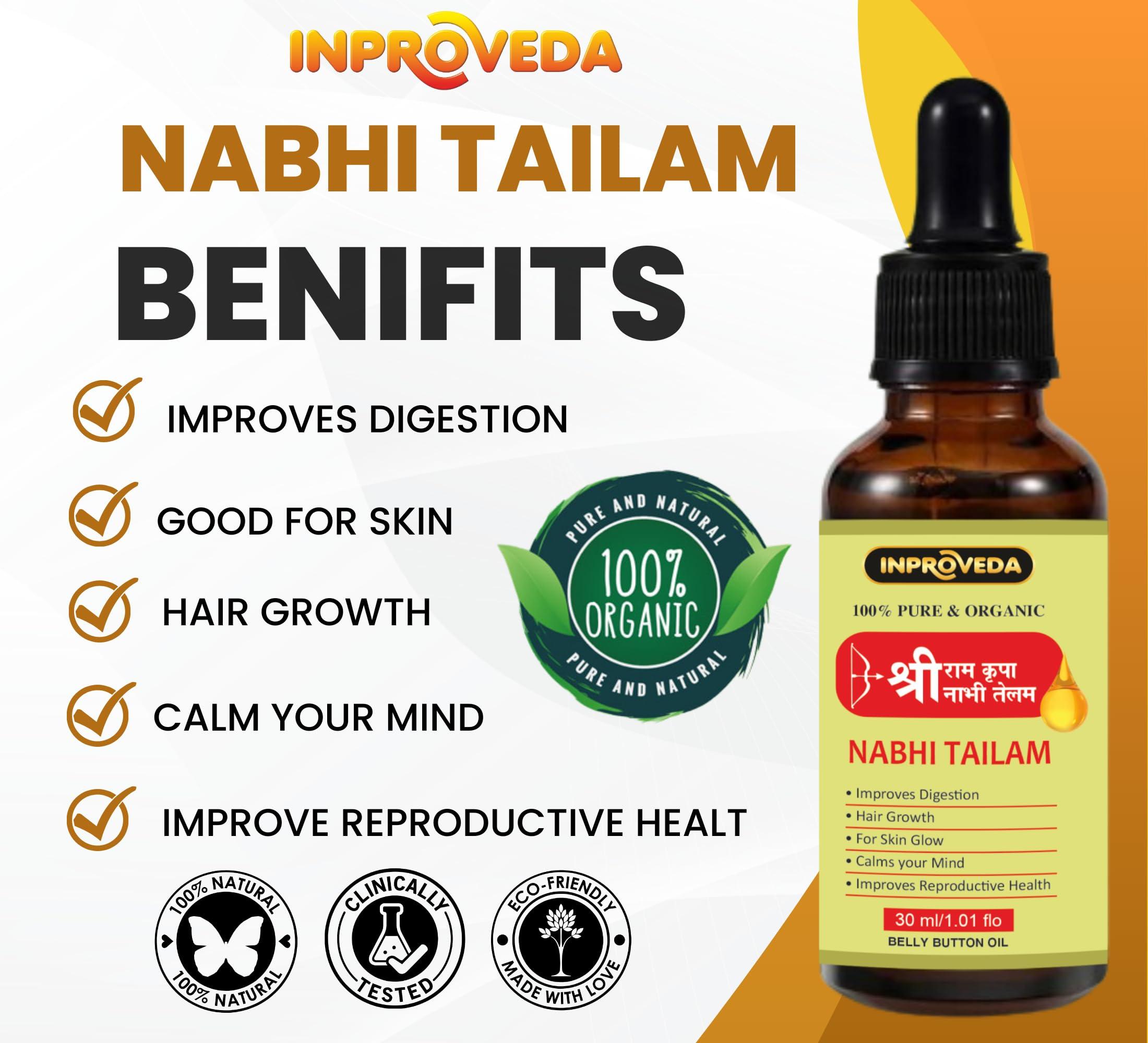 INPROVEDA Inproveda Sri Ram kripa Nabhi Tailam 30ml (Pack of 1) | Ayurvedic Multi Benefit Nabhi Oil | Belly Button oil for Skin & Hair | Nabhi Oil ayurvedic for Health and Beauty |   1 X 30ml