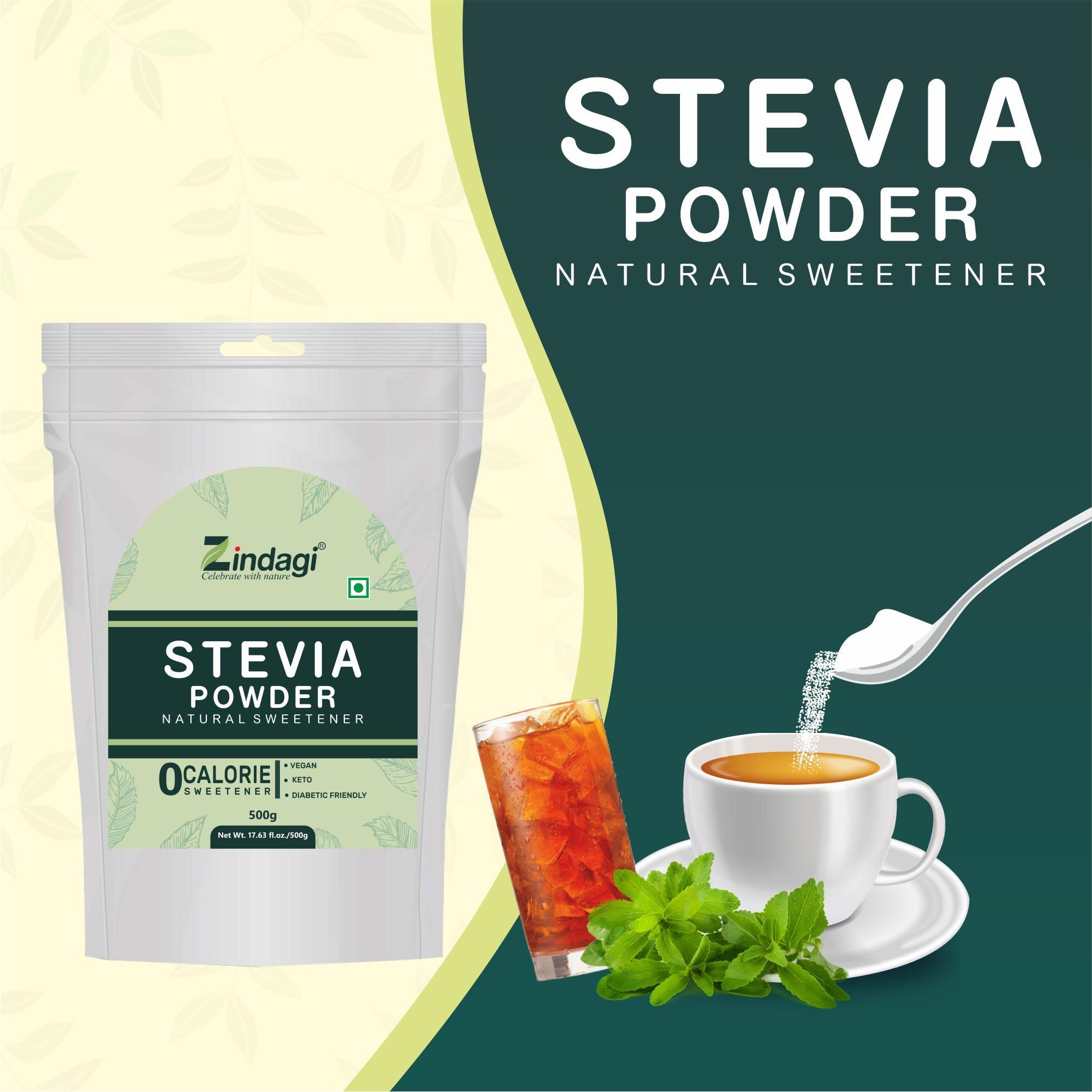 ZINDAGI Zindagi Stevia Powder (Reb A 99%) Extract | Sugar Subsitute | Stevia Natural Sugar-free Powder In Bulk | 500 gm | Pack of 4