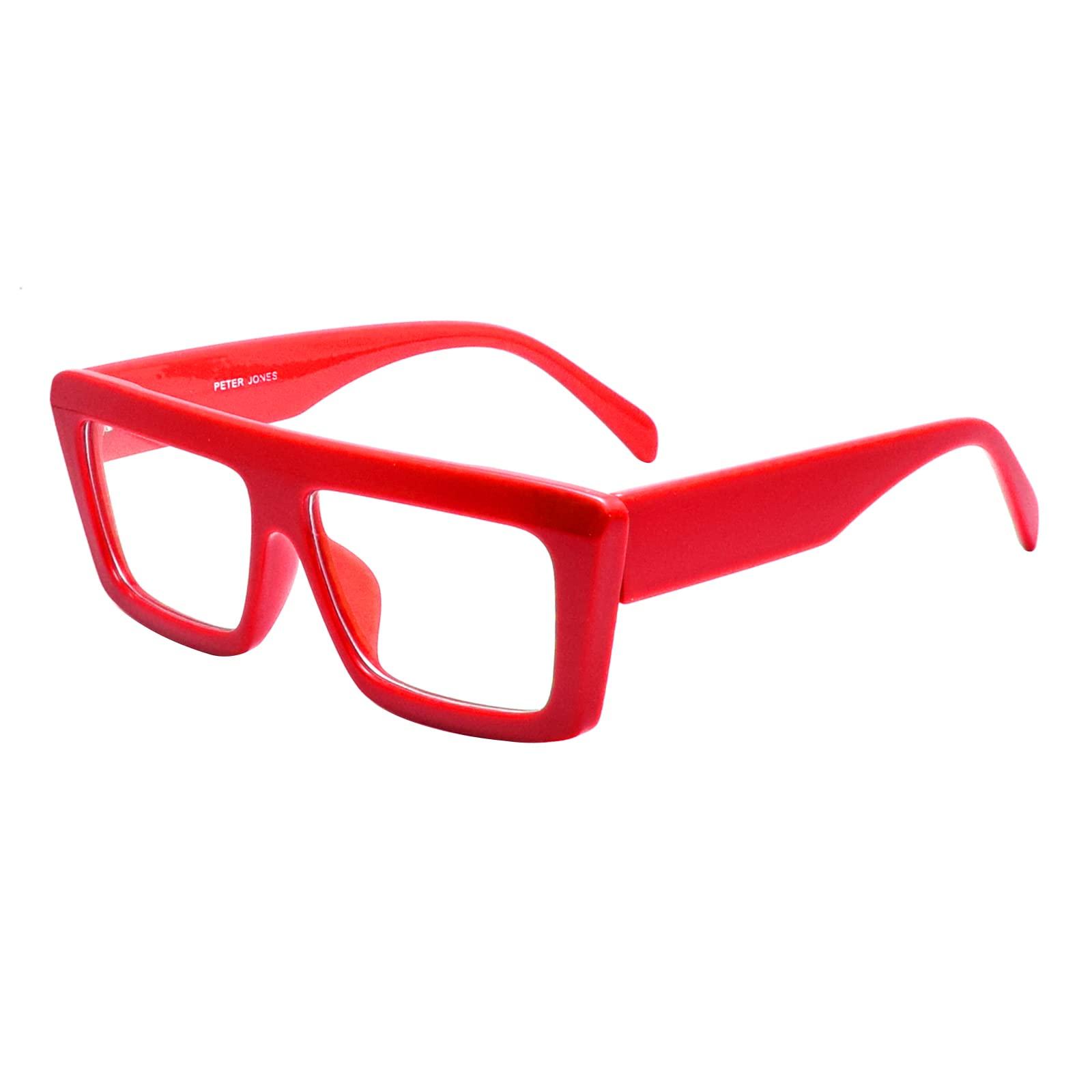 Peter Jones Peter Jones Square Red Oversized Large Unisex Blue Light Blocking Computer Glasses (22012-RD)
