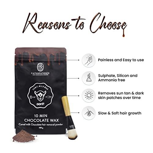 FAITH & PATIENCE FAITH & PATIENCE 10-Minute Chocolate Hair Removal Wax Powder Full Body, Easy Home Use, Chemical-Free, No Irritation Or Rashes For Men & Women (100G)