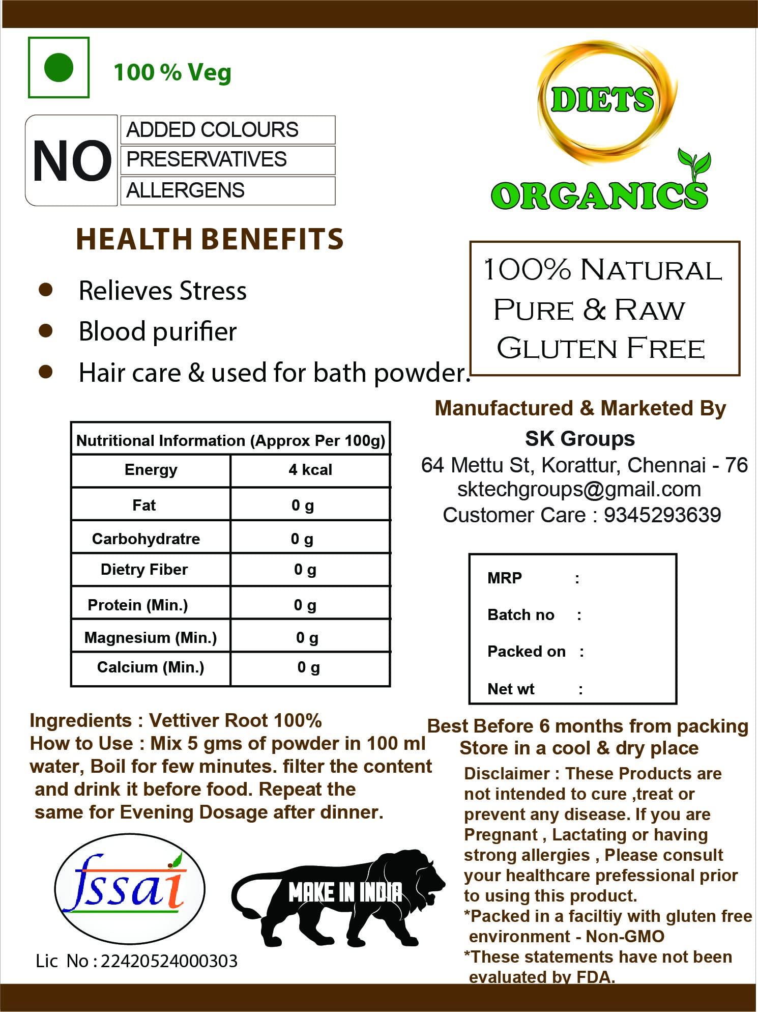 DIETS ORGANICS DIETS ORGANICS Vetiver Roots Powder-25 Gms (3)