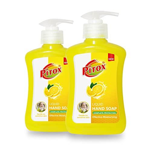Pitox Pitox liquid Hand Soap (Pack of 2-200ml each) Lemon | Moisturizing Hand Wash | Soft on Hands