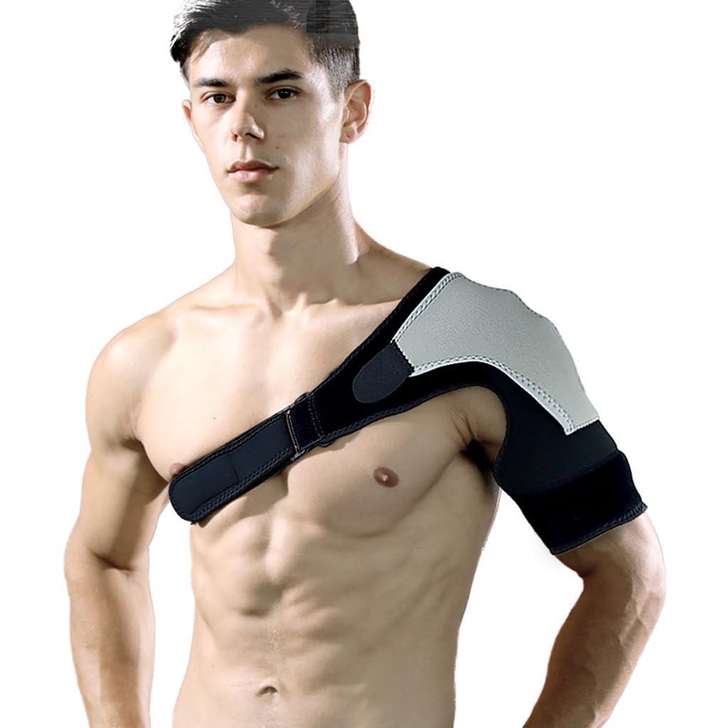 TIMA TIMA Shoulder Support Belt for Men and Women | Shoulder Support for Rotator Cuff, Dislocated AC Joint, Labrum Tear, Shoulder Pain, Shoulder Compression Sleeve (Black n Grey)