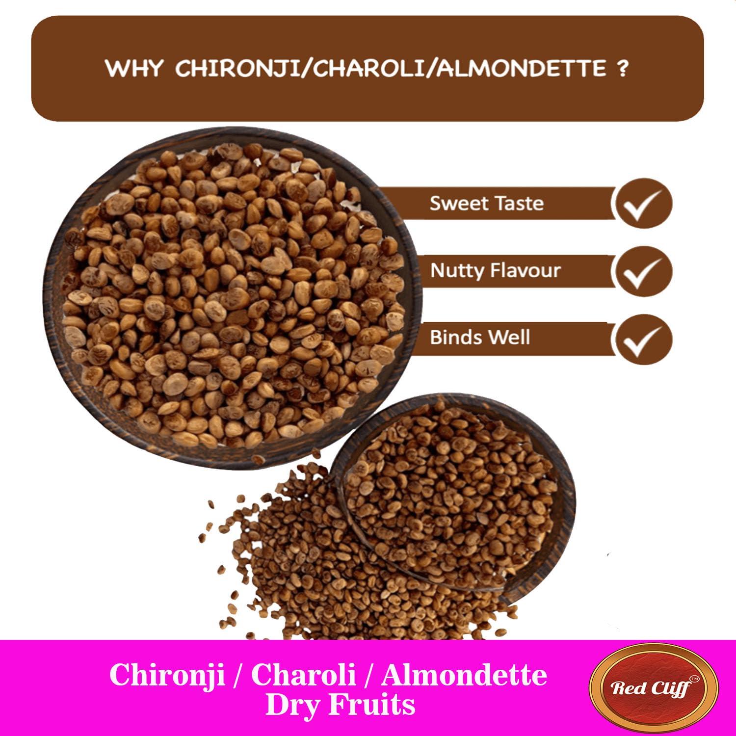 RED CLIFF Red Cliff Almondette Kernels | Charoli Dry Fruits | Chironji Seeds Organic | Chiraunji Dana | (Almondette Kernels | 200g |)