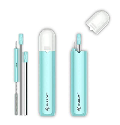 Harlov HARLOV 3-WAY PERSONAL POCKET STRAW, Reusable, Portable, 3 Sizes, Stainless-Steel Drinking Straws with Silicone Tips, a Connecting Sleeve, a Cleaning Brush, and a Carrying Case for Personal Use