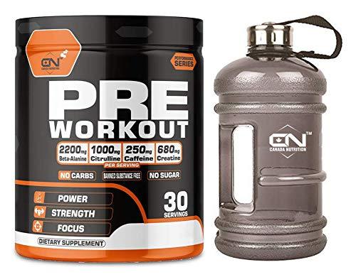 Canada Nutrition Canada Nutrition Hardcore Pre-Workout Gym Supplement with B-Alanine, Creatine, Explosive Muscle Pump, Boost Energy, Performance/Body Building - For Men & Women [30 Serv, Mojito] Free Gallon Shaker