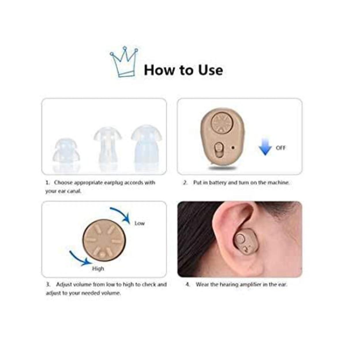 Aika AIKA Hearing Aid (completely-in-the-canal) (3 Months Warranty) Super Mini Volume Adjustable Tone Digital Hearing Aid Sound Amplifier Upto 60% To 70% Hearing For Adults & Old Age(With Special Power Kit Worth Price 499 Free)