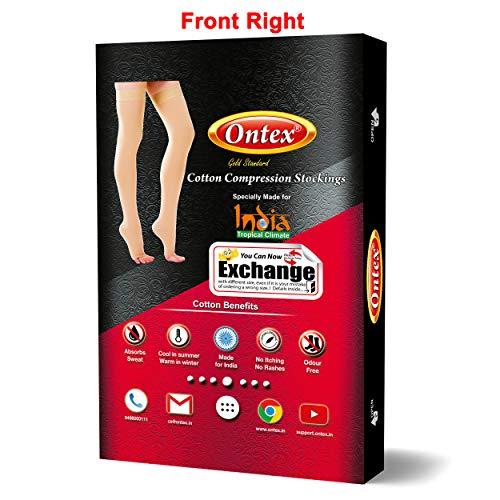 Ontex ONTEX Cotton Compression Stockings for Varicose Veins Class 2 | Compression Socks for Women & Men | Varicose Vein Stockings | vericose socks for women | Thigh Length - X-LARGE