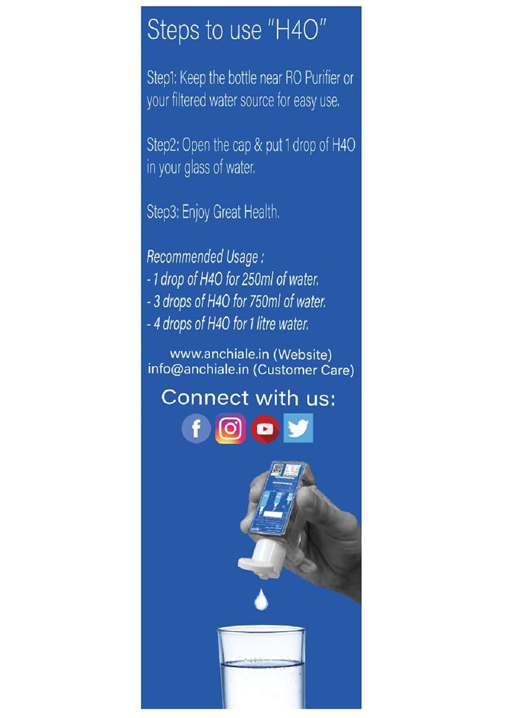 H4O H4O Tds Enhancing Mineral Drops Ro Water. Say Goodbye To Fatigue And Body Aches. Great Alternative To Calcium, Magnesium And Potassium Tablets 1000 Glasses Of Water. (Pack Of 1)