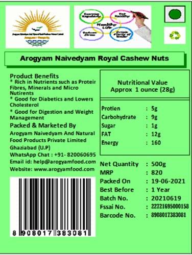 Arogyam  Prosperity Arogyam Prosperity Naivedyam Royal Cashew Nuts, Kaju for Eating (500 gm)