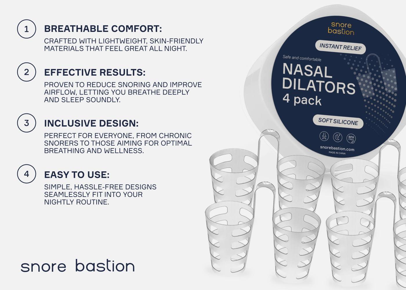 Snore Bastion Anti Snoring Devices by Snore Bastion - All ONE Size (L) Large - Nasal Dilator - Snoring Nose Vents - Snoring Solution - Medical Grade Silicone Snore Stopper - Stop Snoring