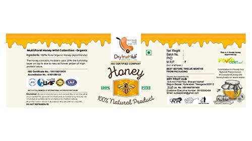 Dry Fruit Hub Dry Fruit Hub Natural Honey 1KG Organic Wild Honey Multifloral pure raw Honey Unprocessed Unfiltered Unpasteurized Pure Natural Original Honey - 1000 Grams Pack of 1