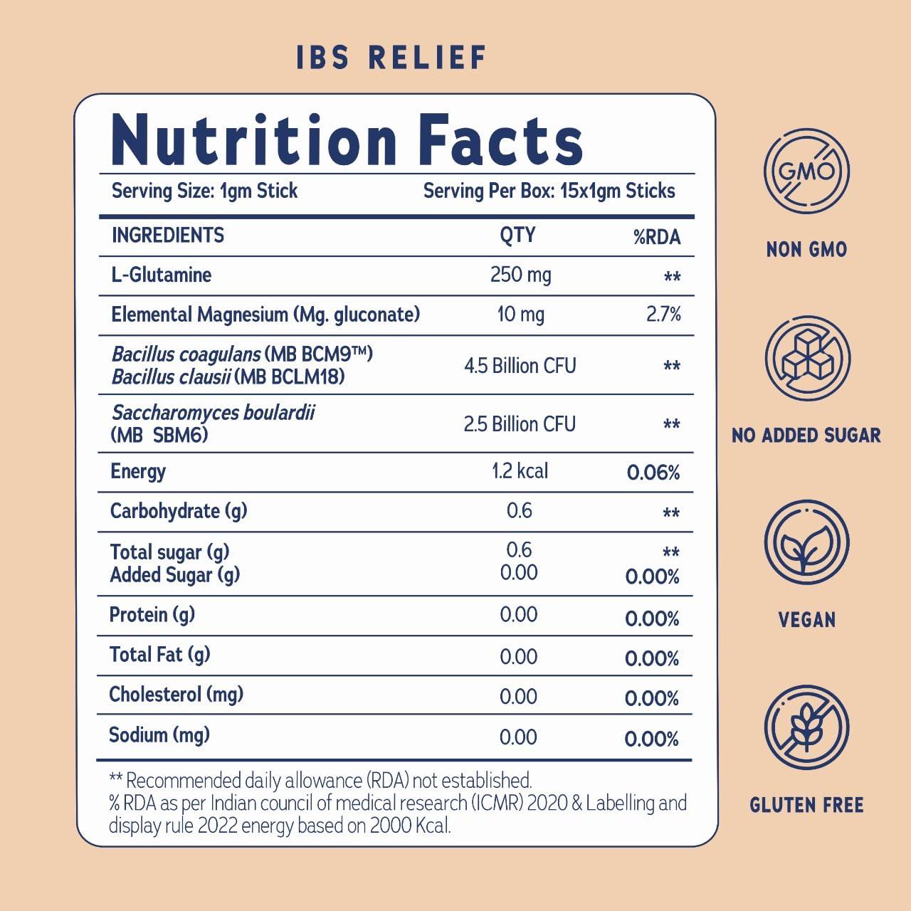 DIVE DIVE Gut Guard IBS Relief Probiotics, Constipation & Irritable Bowel Syndrome, Prevent Loose Stools, Diarrhoea, Upset Stomach, 7 billion CFU Clinically Proven Strains| Sugar Free 30 Days Pack