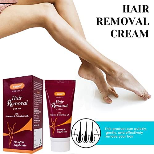 Sunny Sunny Hair Removal Cream Enriched With Aloevera & Calendula for Pain Free & Gentle Removal of Unwanted Hair | For Moisturized, Baby Soft, Velvety Smooth, Hairless Skin (100gm)