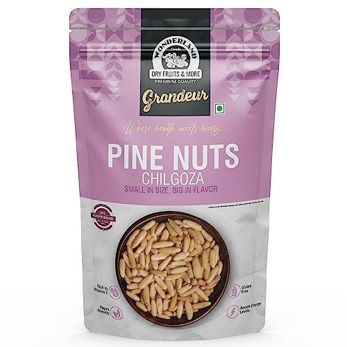 WONDERLAND FOODS (DEVICE) WONDERLAND FOODS Grandeur Premium Pine Nuts 200g Pouch | Chilgoza Dried Fruit | Chilgoza Giri | Chilgoja Seeds | Crunchy Pine Seeds for Eating, Luxury Eatable Snack