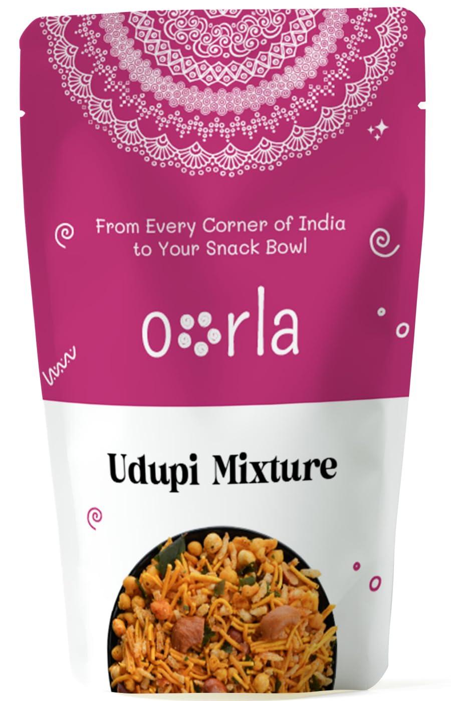 Oorla Oorla "Udupi Mixture - Savory Snack Mix from Udupi, Authentic South Indian Blend of Crunchy Ingredients" 400 gm