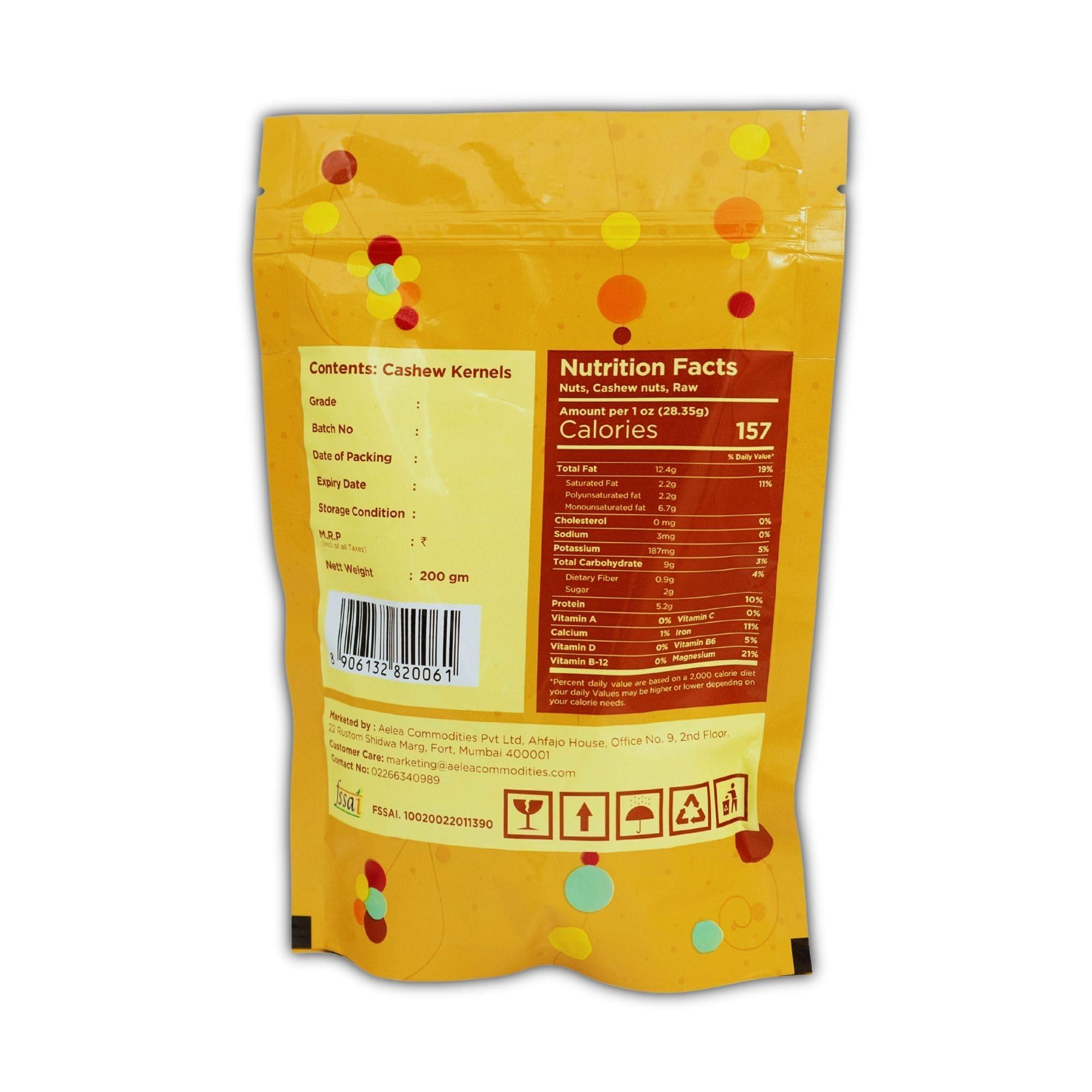 tryble Tryble Plain Cashew | Kaju | W320 Grade Whole Cashews 200 g | Nutritious, Delicious & Crunchy Kaju | Tasty Sweet Cashews for Snacking