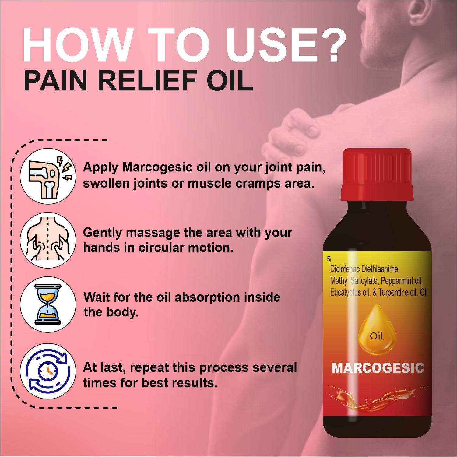 Generic Marcogesic Pain Relief Oil 60 ml (Pack of 2)| Damdar Non Stick Formula With Powerful Ingredients, Perfect For Joint, Muscle,Shoulder, Legs, Knee and Arthritis pain