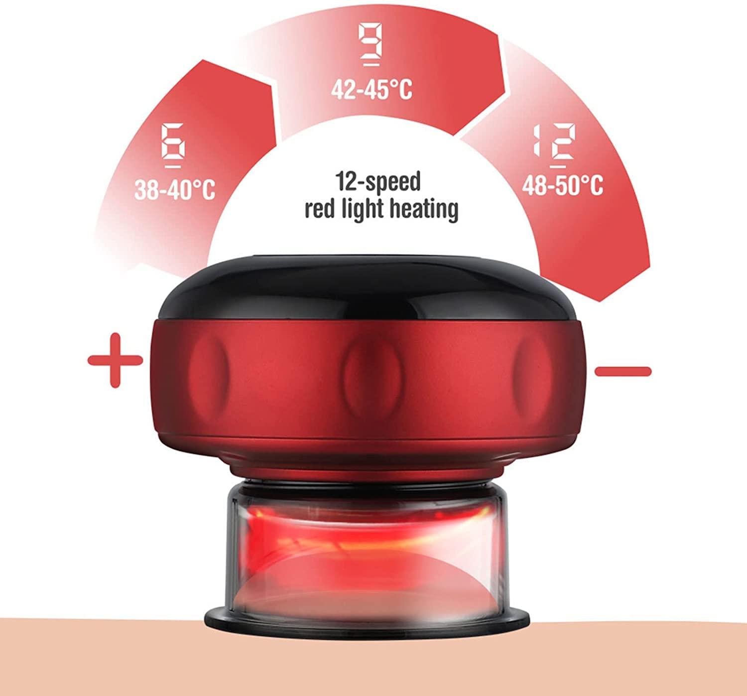 YUNZHIDUAN Electronic Cupping Therapy, Rechargeable Adjustable Handheld Cupping Therapy Massager with Red Light Therapy/12 Gears, Powerful Cupping Machine Massager for Back Body