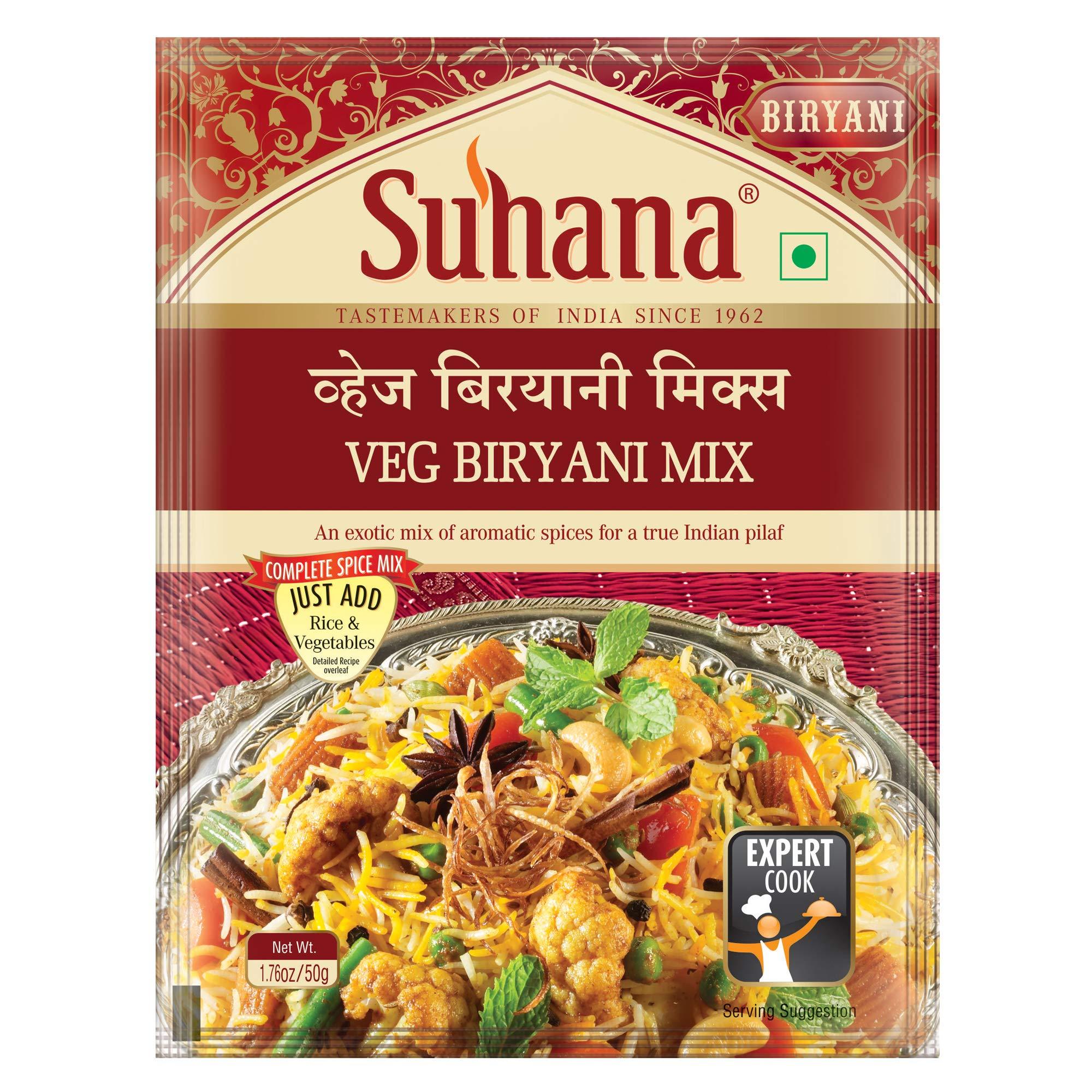 Suhana Suhana Masale - Veg Biryani Spice Mix 50g Pouch | A complete Spice Mix Just Add Vegetables | Serves 4 Person